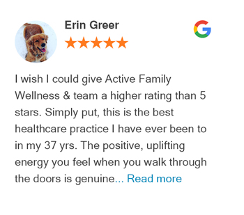 Home 8 Google review for Active Family Wellness